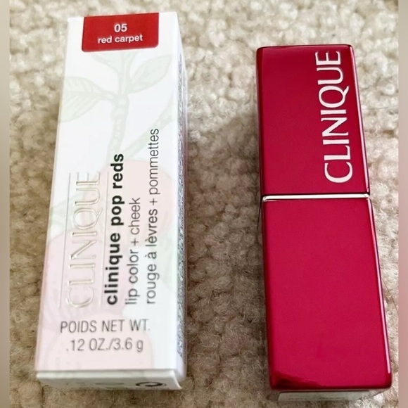 Clinique Pop Reds Lip Color + Cheek Lipstick Blush #05 Red Carpet - 0.12 Oz NEW - Picture 1 of 6